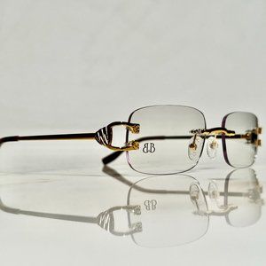 Bonano Venician Rimless Gold Frames Sunglasses Glasses Vintage Designer